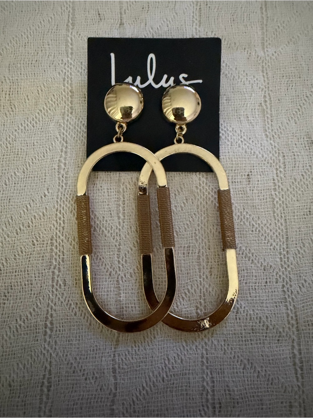 Lulu's Gold and Brown Link Drop Earrings